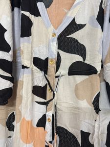 Abstract Print V-Neck Dress