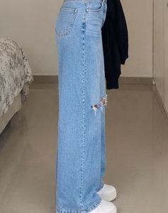 Bershka Wide Leg Ripped Jeans