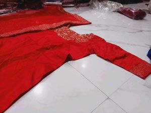 Red Anarkali Kurta with Dupatta Set