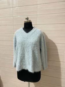 Oversized Cozy Light Blue Fluffy Sweater