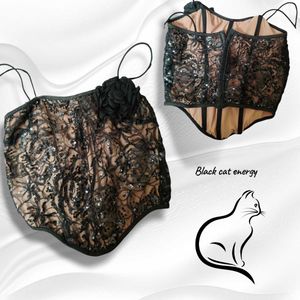 Sparkly Black Corset Top