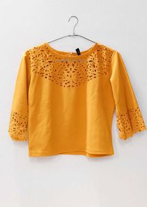 Elegant Yellow Cut-out Detail Top