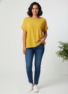 Yellow Textured Casual Top