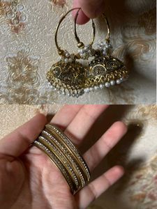 Traditional Gold Bangles & Jhumka Earrings