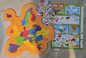 World Map Puzzle with Flags &amp; Capitals