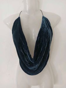 Velvet Halter cowl Neck Top