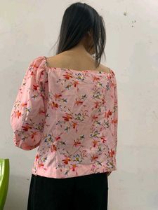 Pink Floral Off-Shoulder Top