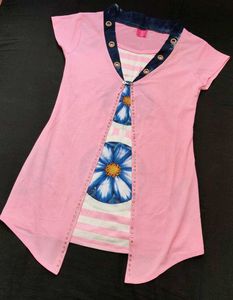 Pink Tunic Top with Floral Print