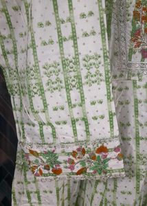 Green &amp; White Printed Kurta