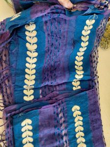Embroidered Blue & Purple Dupatta
