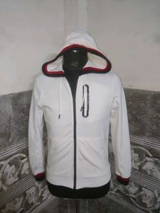 Men's White Zip-Up Hoodie