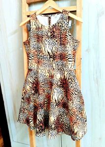 Animal Print Fit &amp; Flare Dress Size-28-30