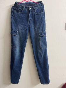 Blue Denim Cargo Jeans