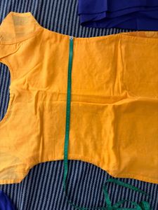 Yellow Kurta Set with Blue Pants