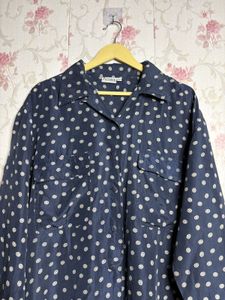 Navy Polka Dot Button-Up Shirt
