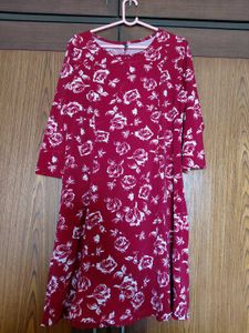 Red Floral Print Bodycon and flare Dress