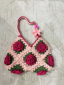 Crochet Rose Bag
