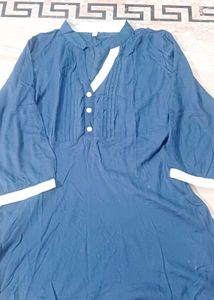 Blue Tunic Top with White Trim