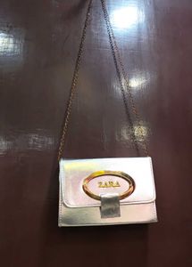 Silver Clutch with Chain Strap