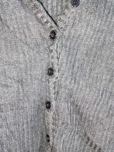 Ribbed Collared Button-Up Top Cropped Cardigan