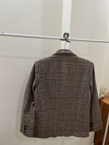 BROWN PLAID SINGLE BREASTED BLAZER