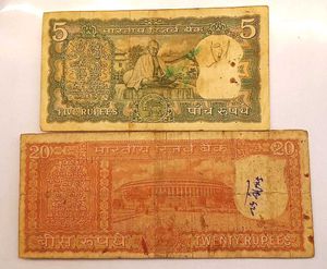 Rare Gandhi ₹5 and First Issue ₹20 Combo