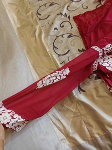 Beautiful Red Kurta with White Embroidery