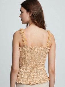 Champagne Smocked Top with Flower Straps