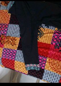 Elegant Black Kurta with Geometric Detail