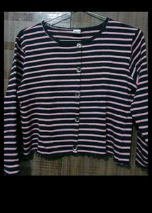 Striped Button-Up Cardigan