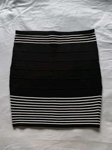 Black & White Striped Mini Skirt