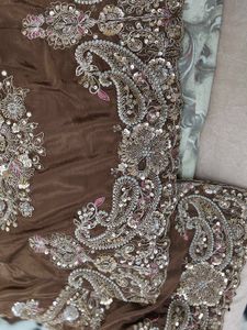 Elegant Brown Embroidered Kurta Set with Sharara