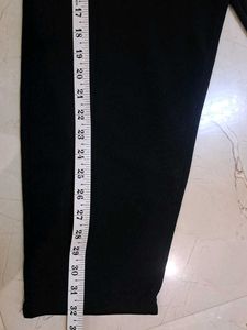 Chic Black High-Waisted Trousers with blue top