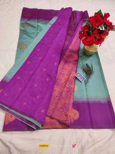 Elegant Teal &amp; Purple semi uppada Silk Saree
