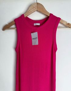 Vibrant Pink Sleeveless Midi Dress