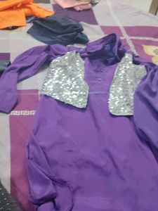 Boys Purple Kurta Set with Silver