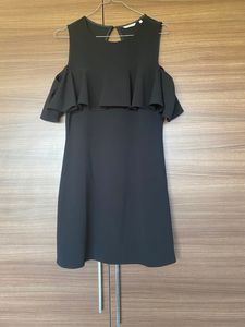 Chic Black Cold Shoulder Ruffle Dress