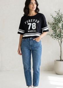 Black "Forever 78 Magical" Crop Top