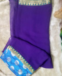 Elegant Blue &amp; Purple Sari