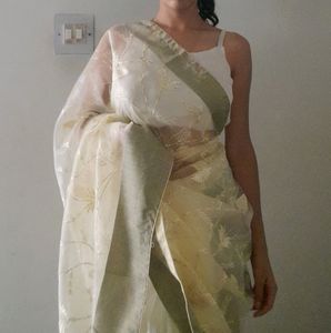 Lime Green Organza Saree💖