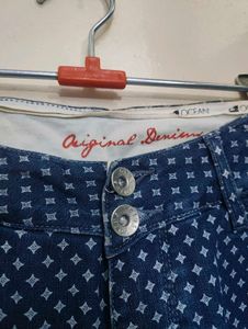 Patterned Denim Jeans