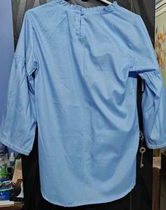 Light Blue Lace Trim Top