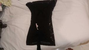 Sparkling Black Sequin Crop Top