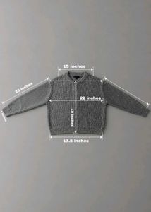 CHARCOAL GREY METALLIC ZIP-UP KNIT SWEATER