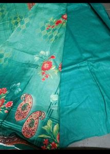 Beautiful Teal Floral Print Dress Material