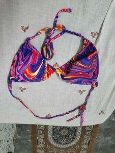 Vibrant Swirl Print Bikini Top