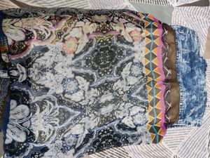 Unique Patchwork Denim &amp; Print Sleeveless Top