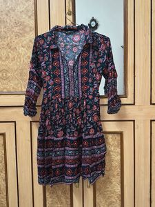 Boho Floral Print Mini Dress