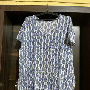 Blue Floral Print Kurta