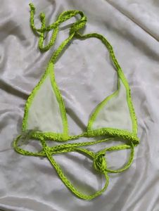 Vibrant Green Snake Print Bikini Top